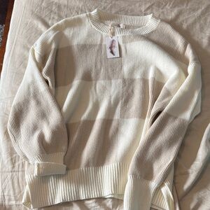 Jessica Simpson Cream and Tan Striped Sweater